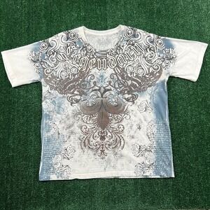 Xzavier Unlimited T-Shirt Mens 2XL White Blue Jesse Pinkman AOP Fleur De Lis Y2K